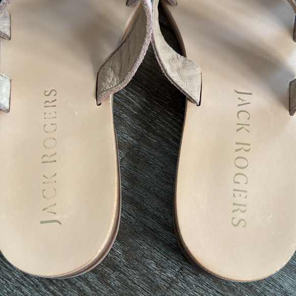 Jack Rogers Amelia Sandals White Tan Navy Peach Pink Women’s 8M Three Strap Flat - Picture 4 of 10